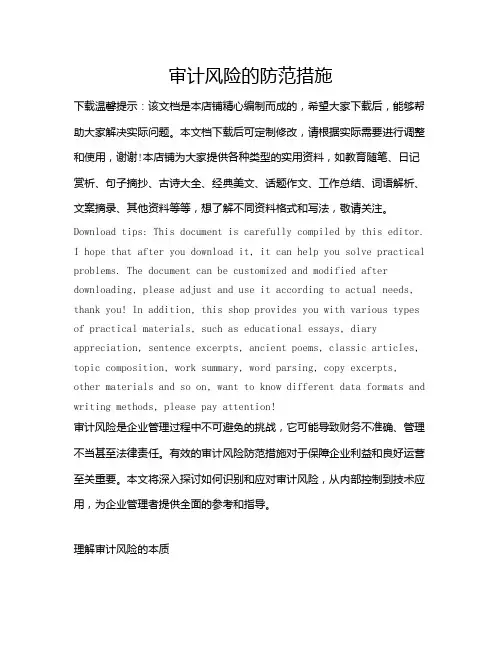 审计风险的防范措施