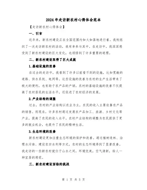 2024年走访新农村心得体会范本(2篇)