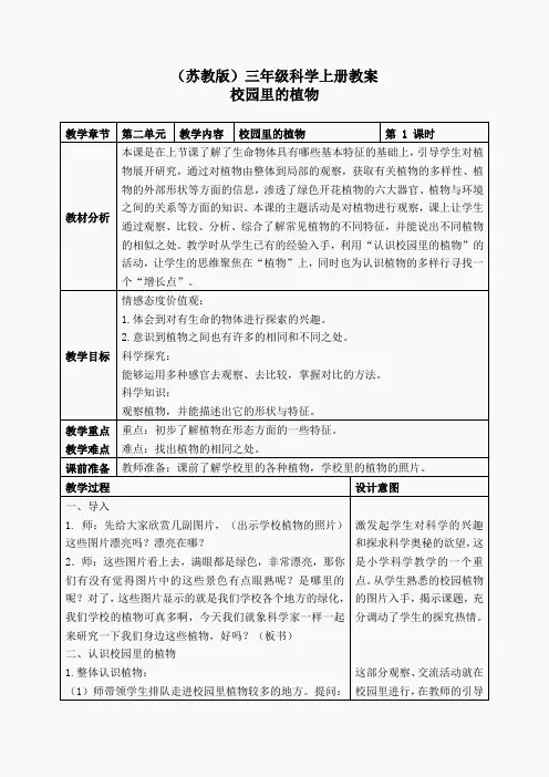 苏教小学科学三上《04校园里的植物》word教案(6)
