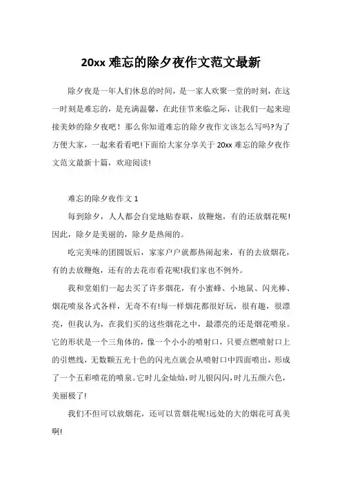 20xx难忘的除夕夜作文范文最新