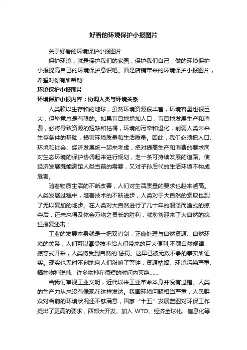 好看的环境保护小报图片