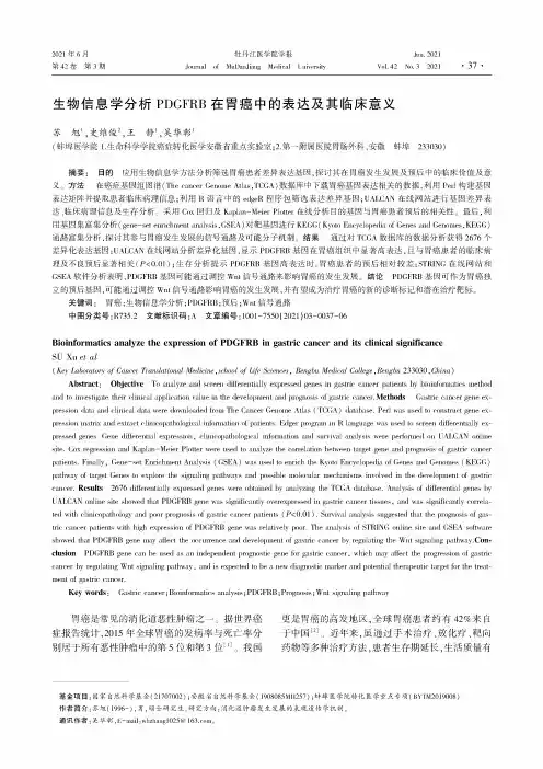 生物信息学分析PDGFRB在胃癌中的表达及其临床意义