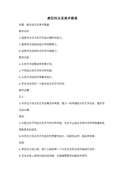 疯狂的头发美术教案