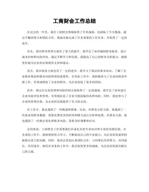 工商财会工作总结