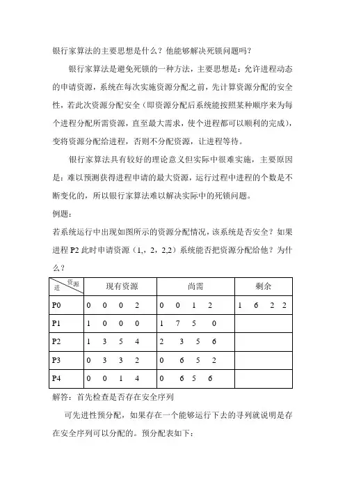银行家算法及例题