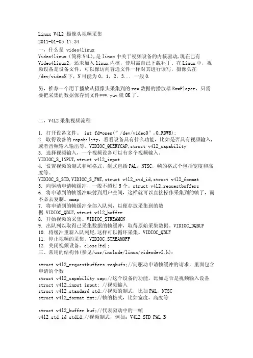 LinuxV4L2摄像头视频采集