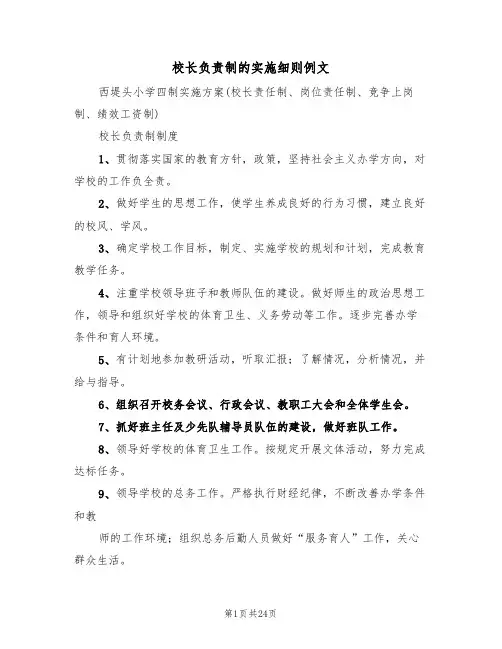校长负责制的实施细则例文（2篇）