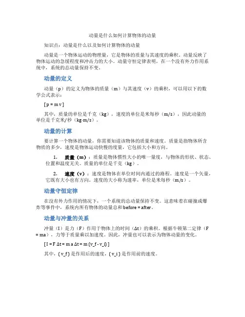 动量是什么如何计算物体的动量