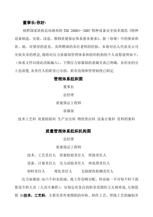 质量管理体系组织图