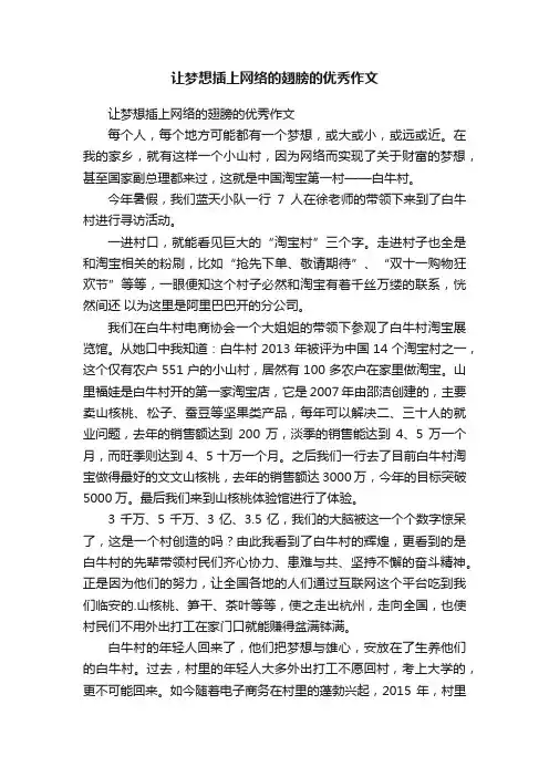 让梦想插上网络的翅膀的优秀作文