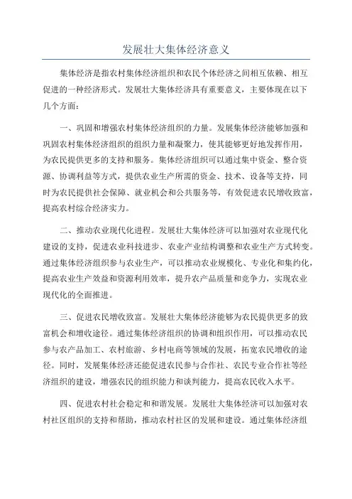 发展壮大集体经济意义