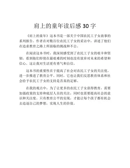 肩上的童年读后感30字