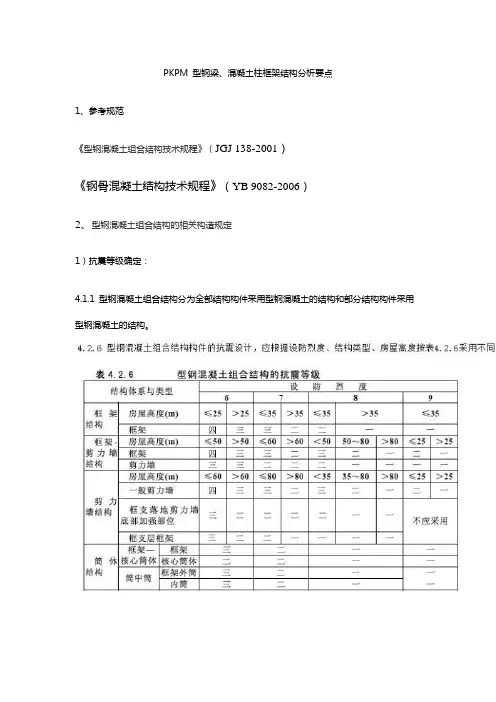 PKPM 型钢梁、混凝土柱框架结构分析要点