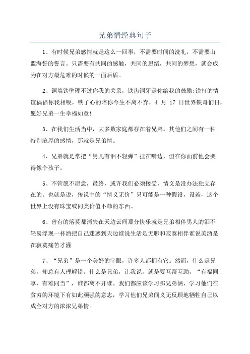 兄弟情经典句子