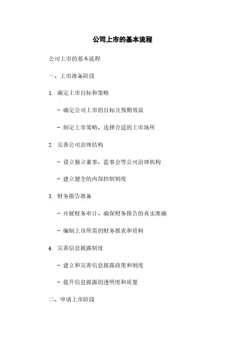 公司上市的基本流程