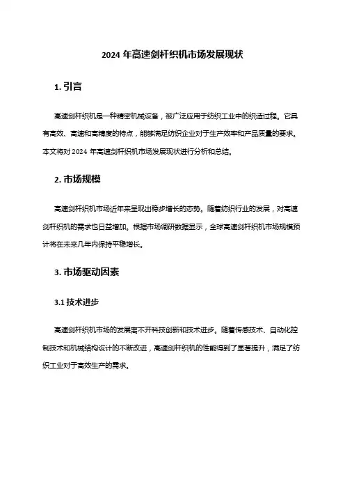 2024年高速剑杆织机市场发展现状