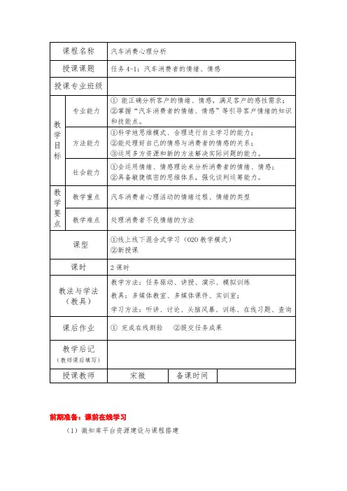 汽车消费者的情绪、情感