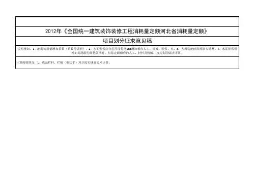 《全国统一建筑装饰装修工程消耗量定额河北省消耗量定额》