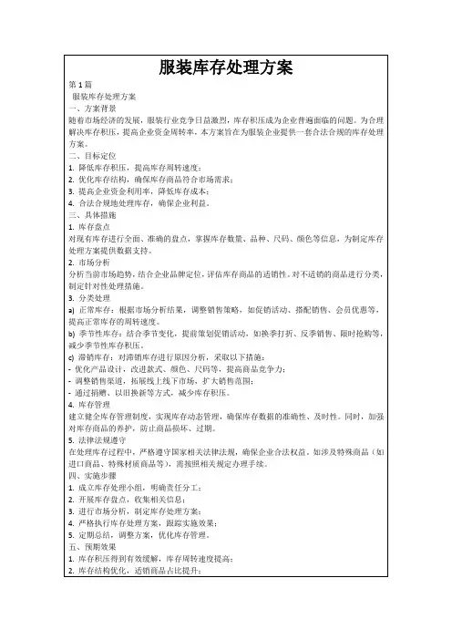 服装库存处理方案