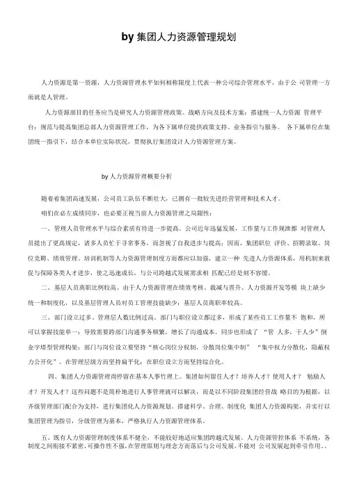 集团人力资源管理规划方案