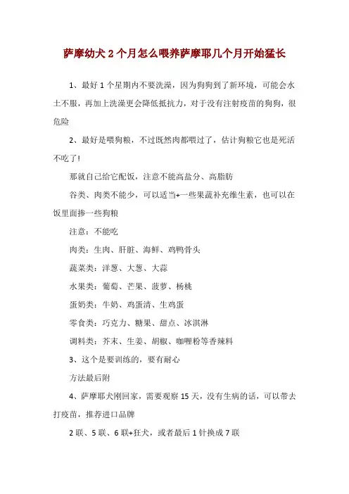 萨摩幼犬2个月怎么喂养 萨摩耶几个月开始猛长