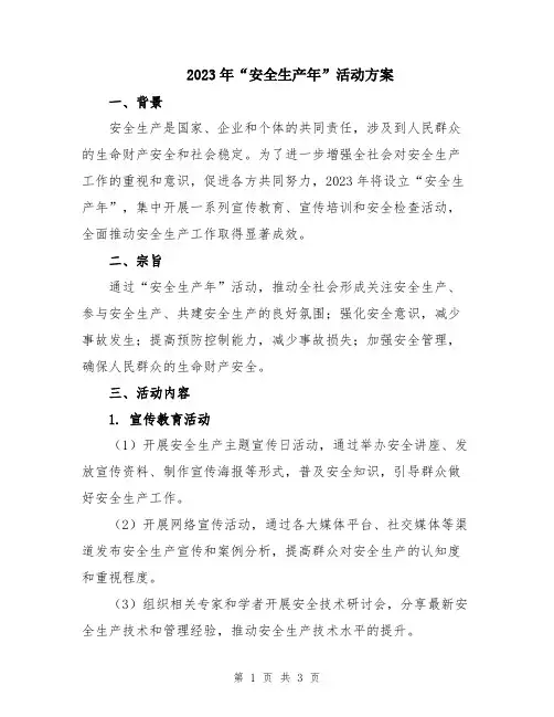 2023年“安全生产年”活动方案