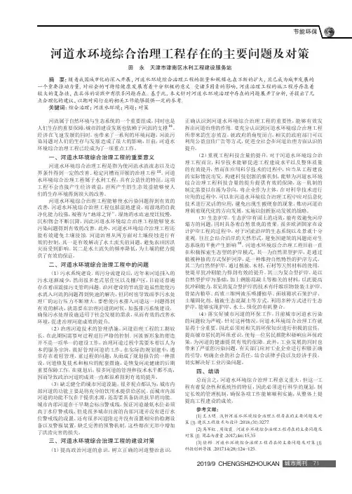 河道水环境综合治理工程存在的主要问题及对策