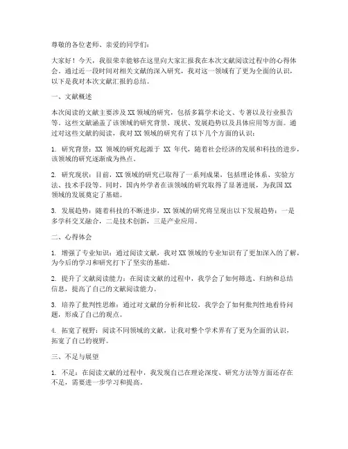 文献汇报总结话语范文