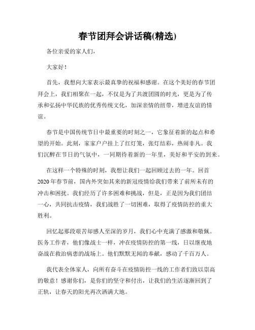 春节团拜会讲话稿(精选)