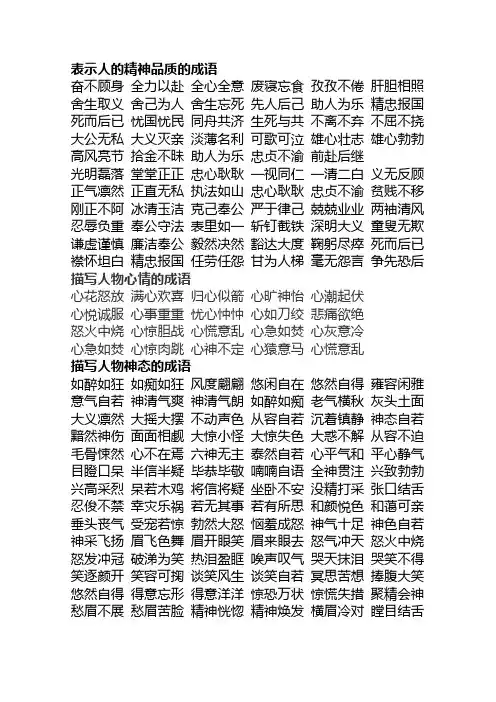 表示人的精神品质的成语