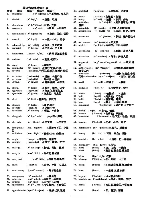 英语六级高频核心词汇表(免费下载)