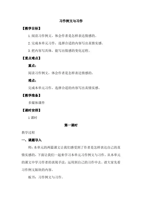 【统编版】部编版六年级语文下册教案 第三单元 习作例文与习作  