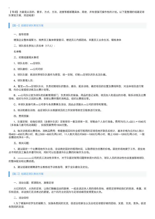 组建足球队策划方案