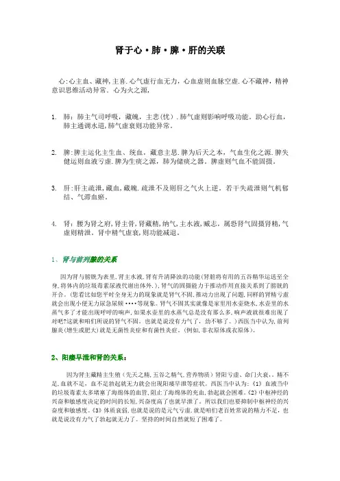 肾和五脏的关系