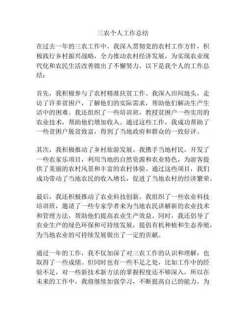三农个人工作总结
