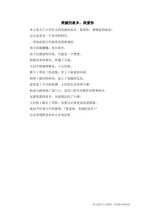 美丽的家乡,我爱你_小学作文_1