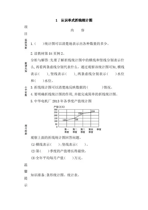 【冀教版】五年级数学下册导学案：第七单元 折线统计图(含答案)
