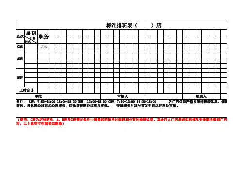 排班表标准格式