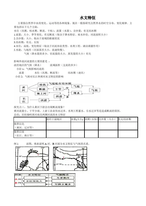高考地理河流的水文水系特征