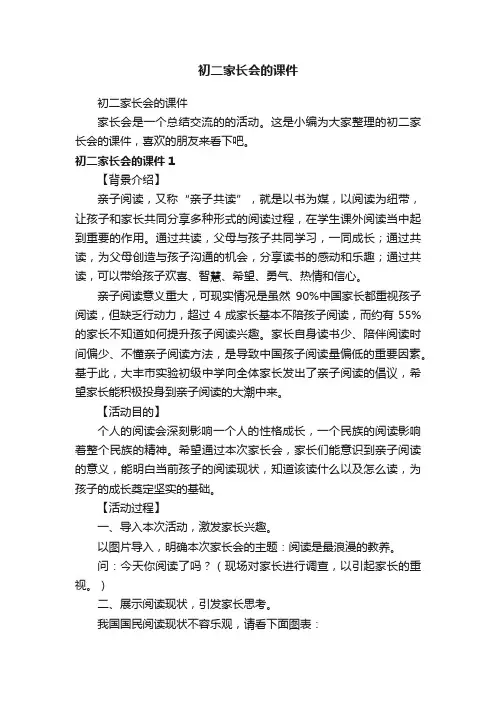 初二家长会的课件