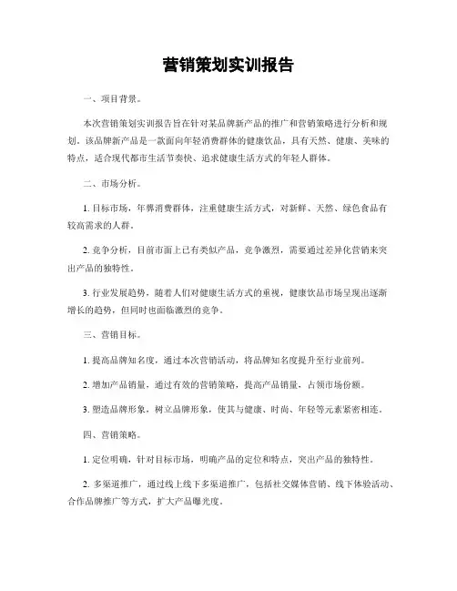 营销策划实训报告