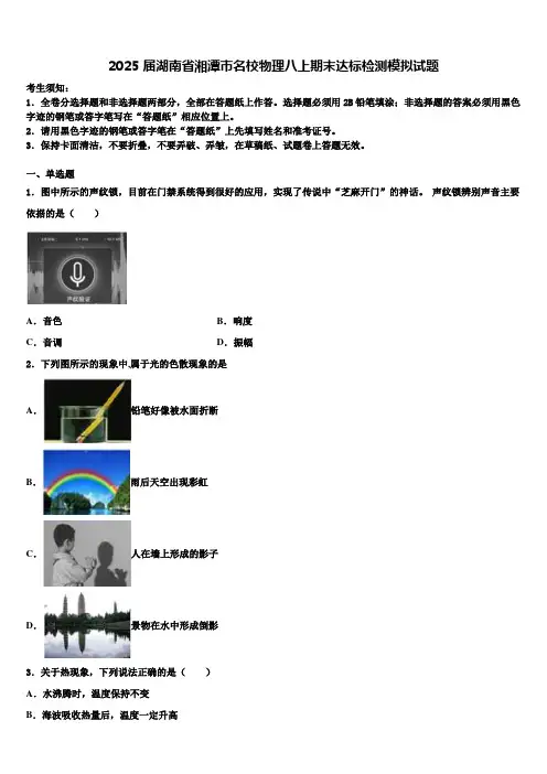 2025届湖南省湘潭市名校物理八上期末达标检测模拟试题含解析