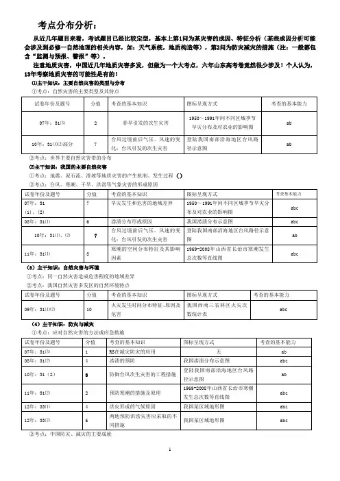 选修五《自然灾害与防治》考前辅导及山东卷分析