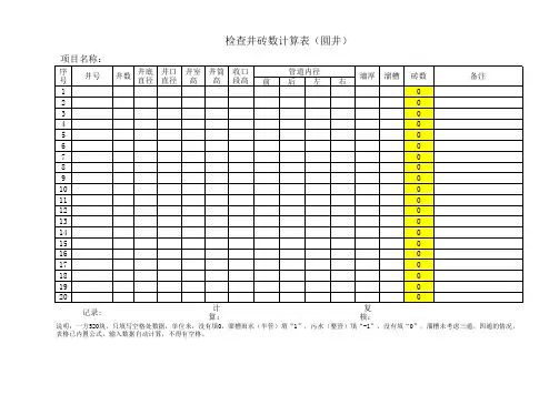 圆形检查井用砖数计算表