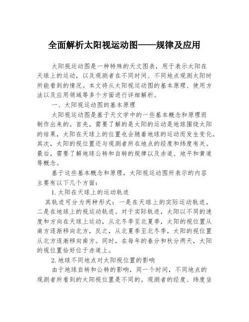 全面解析太阳视运动图——规律及应用