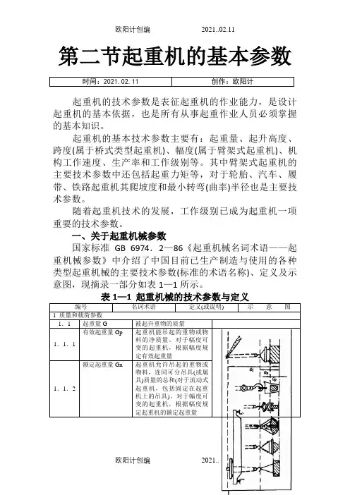 起重机工作级别的含义和分类之欧阳计创编
