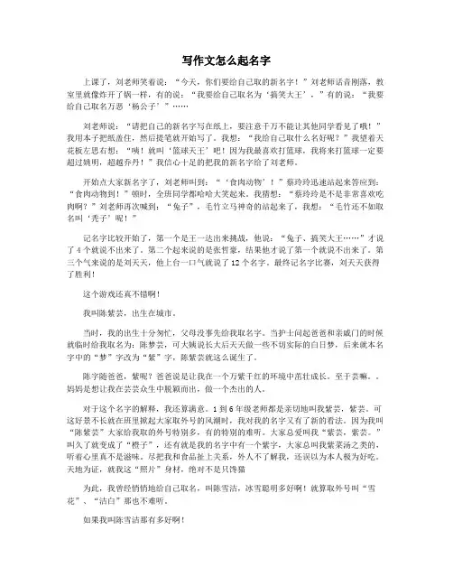 写作文怎么起名字