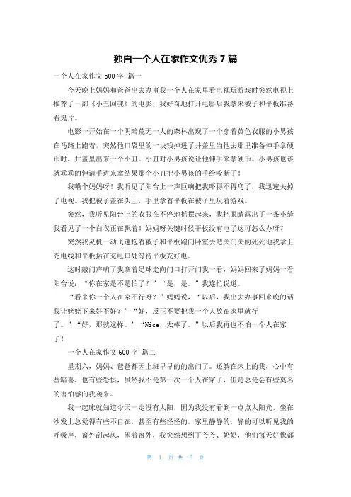 独自一个人在家作文优秀7篇