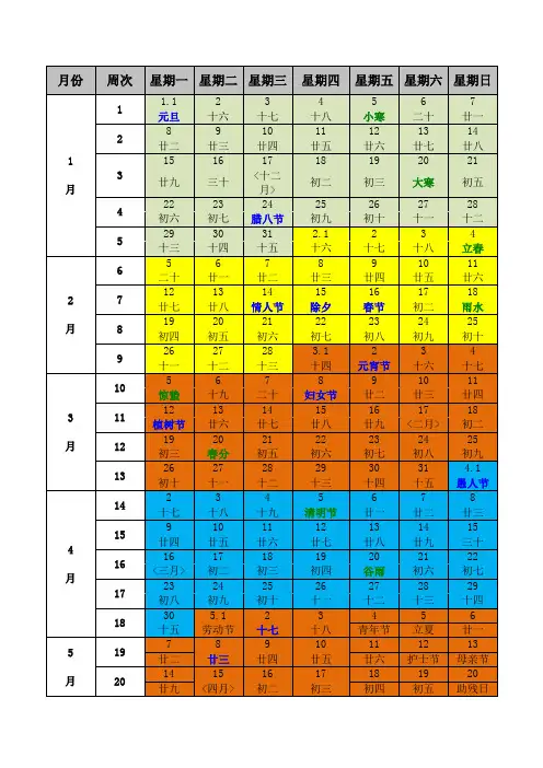 2018年日历记事本