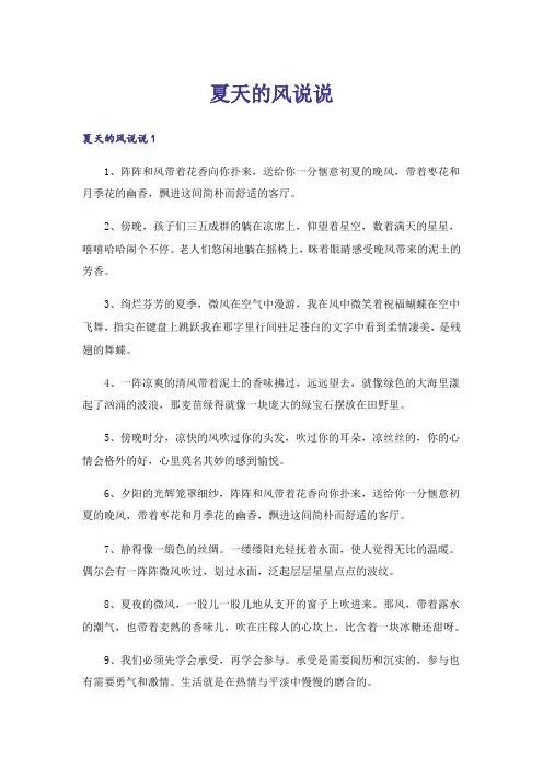 夏天的风说说